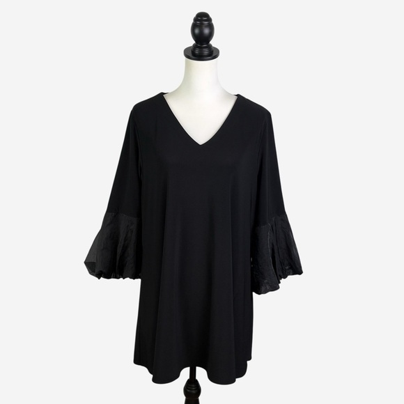 Joseph Ribkoff Black Puff Sleeve Flared Tunic Top US Size 14 Style No 233117 - Picture 5 of 14